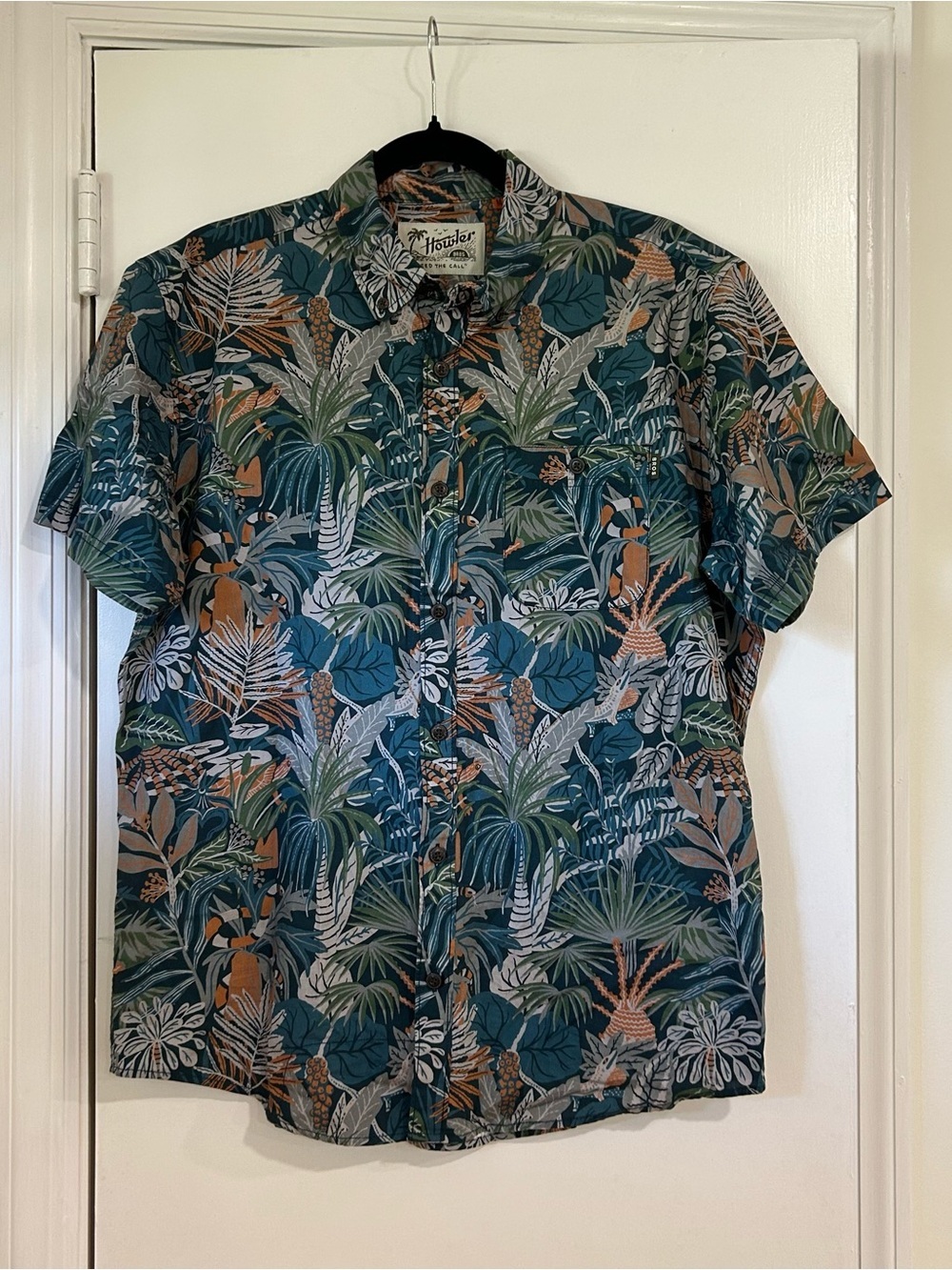 Howler Brothers Mansfield Cotton Short-Sleeve Button-Down Turtle Snake Med - Picture 2 of 10